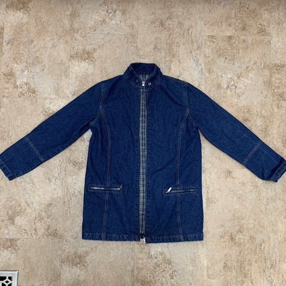 Vintage Flannel Lined Jean zip-up Jacket Hobo Chic